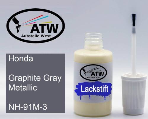 Honda, Graphite Gray Metallic, NH-91M-3: 20ml Lackstift, von ATW Autoteile West.